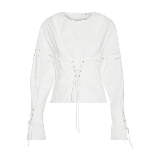Crochet-trimmed lace-up broderie anglaise cotton blouse  szary  NET-A-PORTER