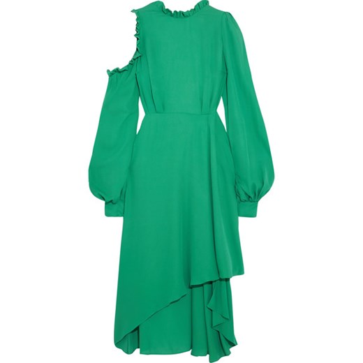 Calgari ruffled cold-shoulder silk-georgette midi dress    NET-A-PORTER