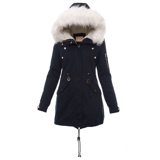 Damska kurtka parka 2w1 jesień/zima w kolorze granatowym czarny  L brendi.pl