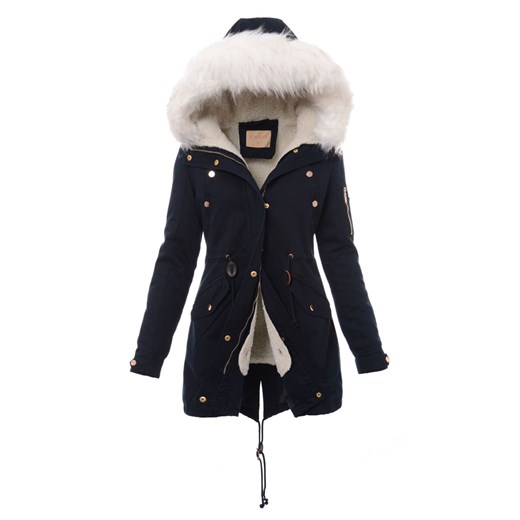 Damska kurtka parka 2w1 jesień/zima w kolorze granatowym  czarny S brendi.pl