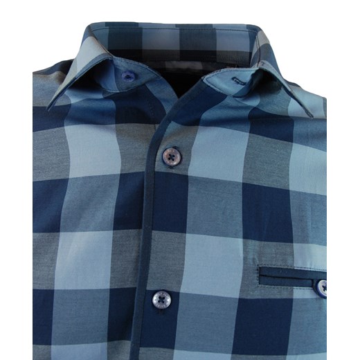 Koszula męska z długim rękawem w niebieską kratkę 022   XL wyprzedaż anmir.pl 