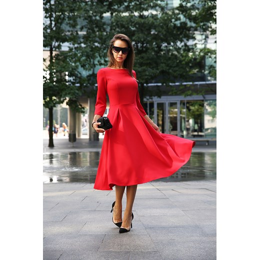 Sukienka Isabel czerwona Red 5 By Anja pomaranczowy S MODOLINE.PL