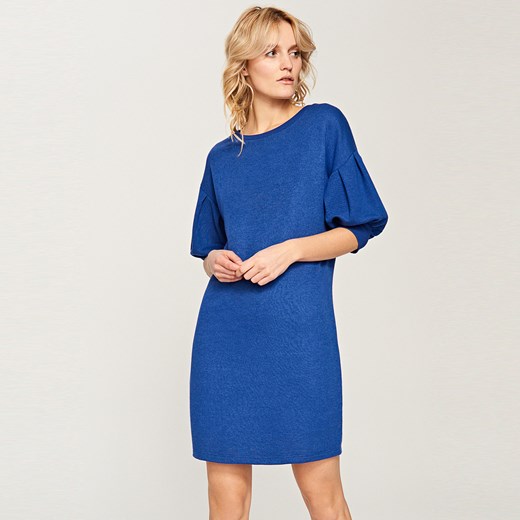 Reserved - Sukienka z bufiastymi rękawami - Niebieski Reserved niebieski XS 