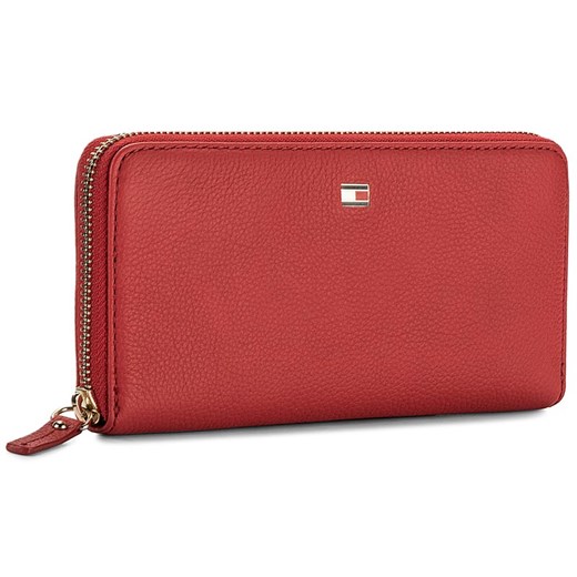 Duży Portfel Damski TOMMY HILFIGER - Basic Leather Large Za Wallet AW0AW04283  614 czerwony Tommy Hilfiger  eobuwie.pl