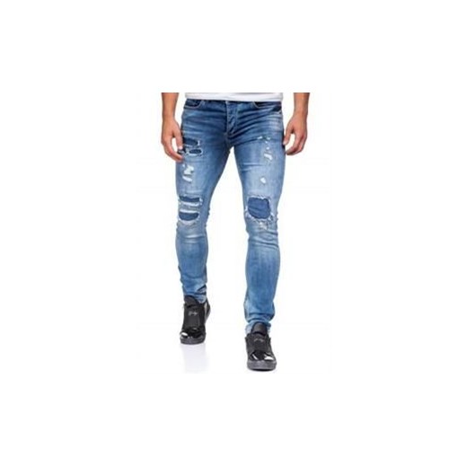 Spodnie jeansowe męskie niebieskie Denley 377