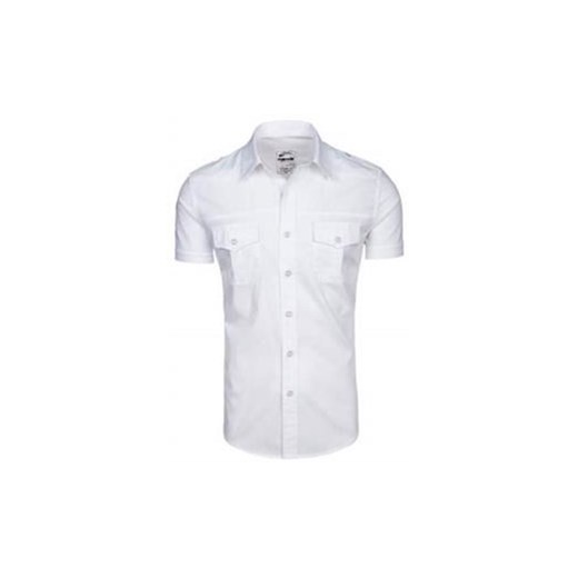Koszula męska elegancka z krótkim rękawem biała Denley 078N