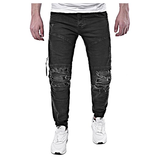 Spodnie jeansowe męskie - ta56 Risardi szary 36 