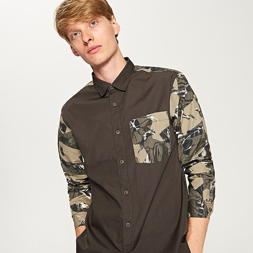 Reserved - Koszula w stylu militarnym - Khaki