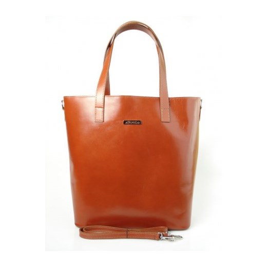 Shopper bag włoska torebka skórzana A4 Karmelowa