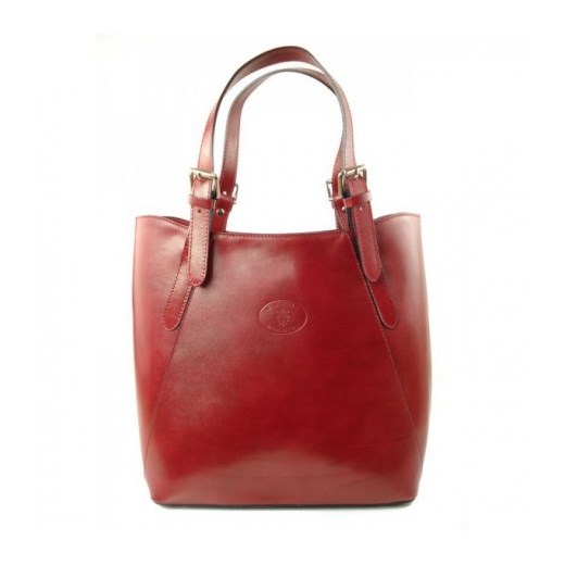 Shopper bag włoska torebka skórzana A4 Czerwona