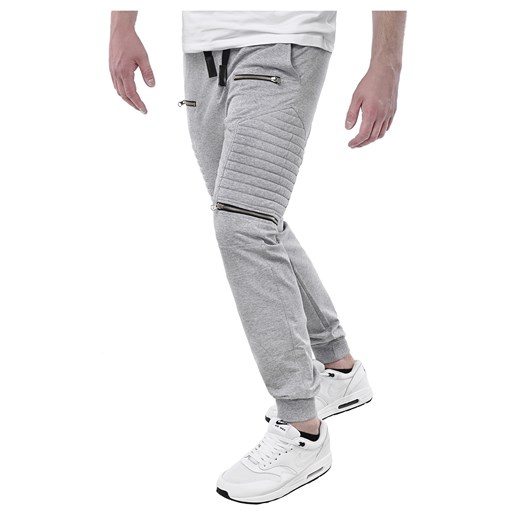 Spodnie męskie joggery dresowe atc1670a - szare Risardi szary XL 