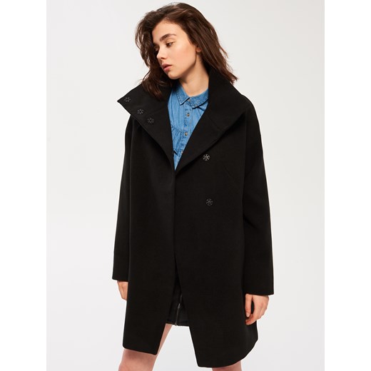 Sinsay - Minimalistyczny płaszcz oversize - Czarny Sinsay czarny M