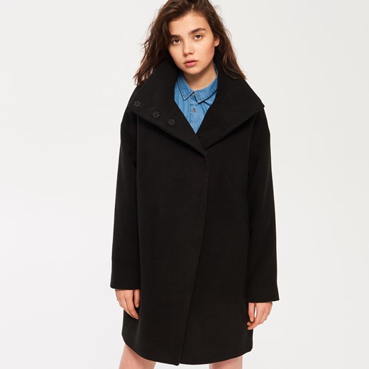 Sinsay - Minimalistyczny płaszcz oversize - Czarny czarny Sinsay XL