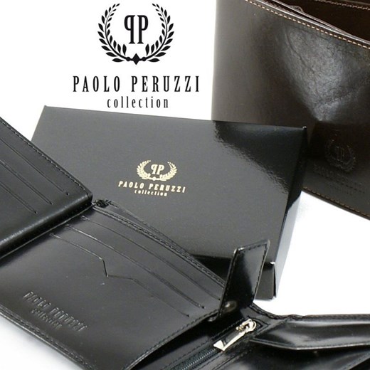 Ekskluzywny portfel męski Paolo Peruzzi Davet Czarny szary Paolo Peruzzi One Size merg.pl