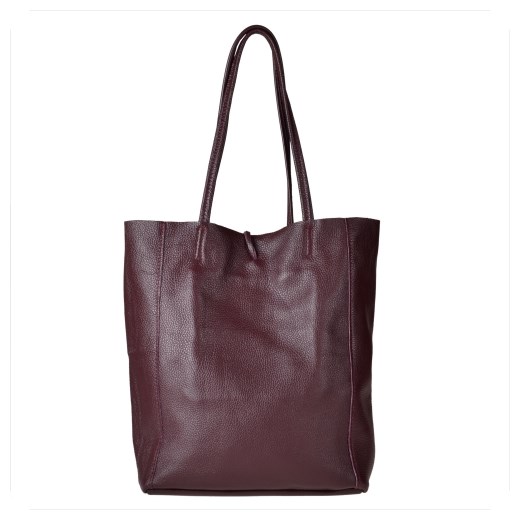 Lekka skórzana torebka shopper bordowa Borse In Pelle brazowy melon.pl Lekka skórzana torebka shopper bordowa Borse In Pelle brazowy melon.pl