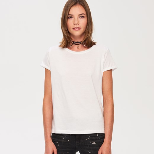 Sinsay - Gładki bawełniany t-shirt - Biały  Sinsay XL 