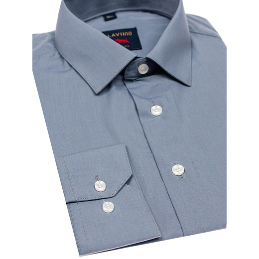 Koszula męska elegancka z długim rękawem szara Denley TS100  Denley.pl XL promocyjna cena  