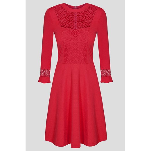 Trapezowa sukienka z rękawami 3/4 czerwony Orsay 44 orsay.com