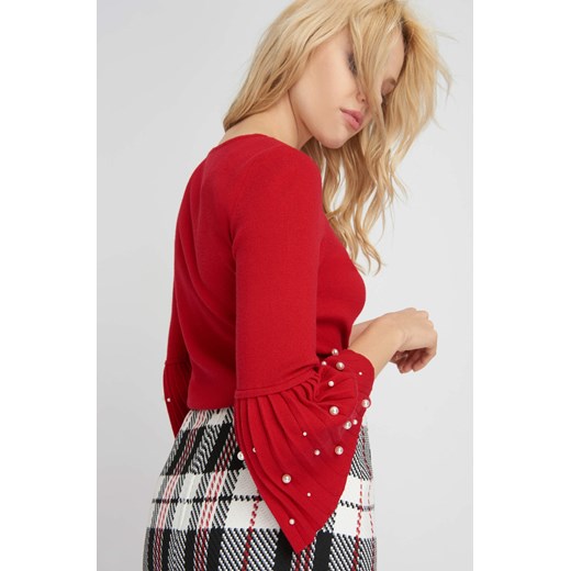 Sweter z rozkloszowanymi rękawami czerwony Orsay S orsay.com