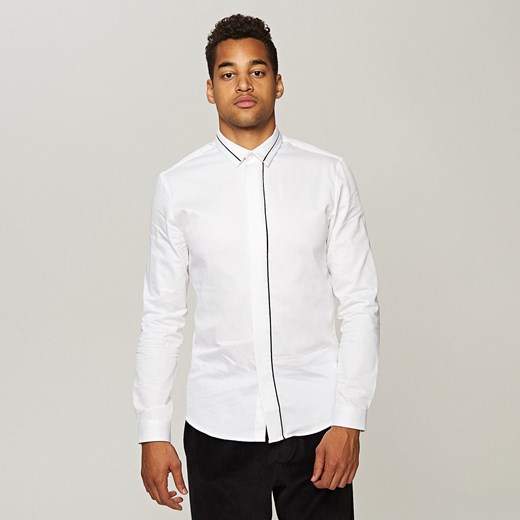 Reserved - Koszula z kontrastową lamówką - Biały Reserved szary 40 