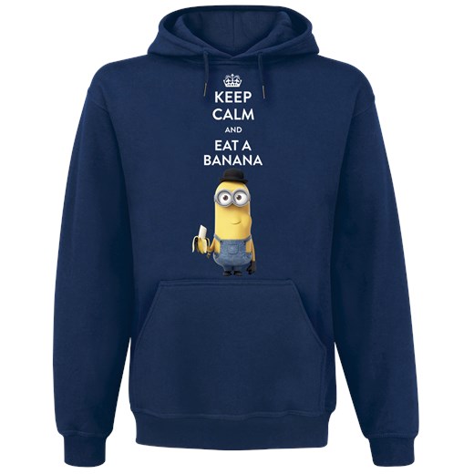 Minions Keep Calm And Eat A Banana Bluza z kapturem ciemnoniebieski