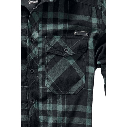 Brandit - Checkshirt - Koszula z długim rękawem - czarny zielony