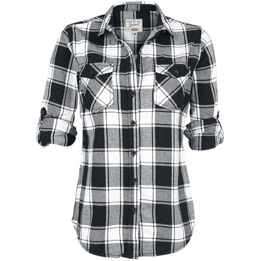 Brandit - Amy Flannel Checkshirt - Koszula flanelowa - czarny biały