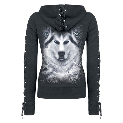 Spiral White Wolf Bluza z kapturem rozpinana damska czarny