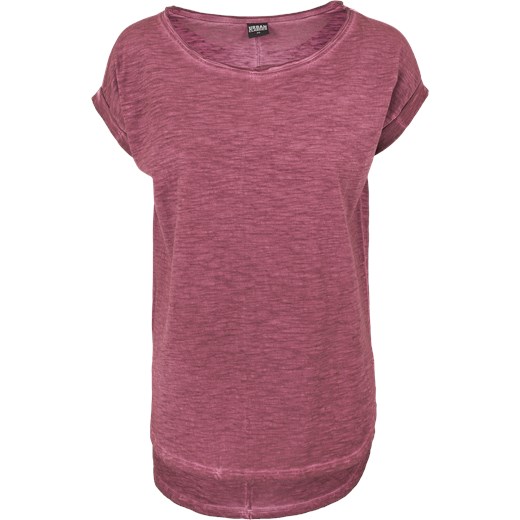 Urban Classics - Ladies Long Back Shaped Spray Dye Tee - T-Shirt - burgund