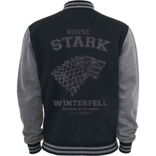 Gra o Tron - House Stark Winterfell - Kurtka College Jacket - czarny szary