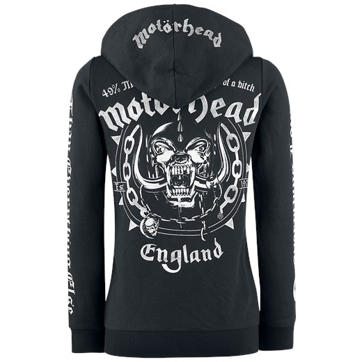 Motörhead - England - Bluza z kapturem rozpinana - czarny