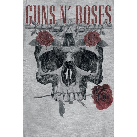 Guns n Roses - Flower Skull - Top - odcienie szarego