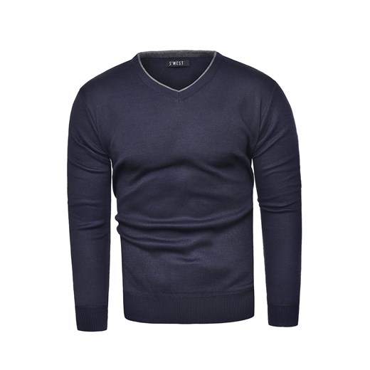 V-neck sweter męski bm-6040 - granatowy Risardi  XXXL 