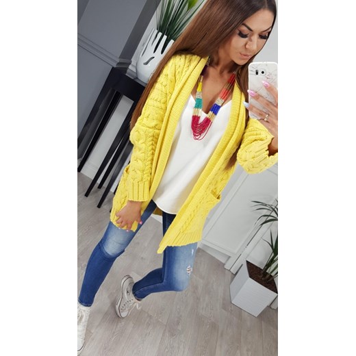 SWETER KARDIGAN RICCO ŻÓŁTY zolty uniwersalny Infinity
