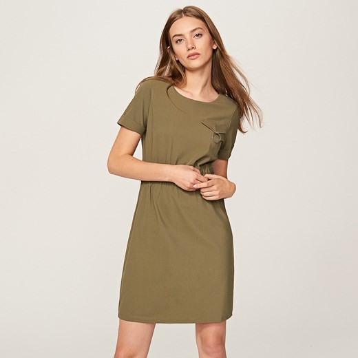 Reserved - Sukienka z ozdobną kieszonką - Zielony