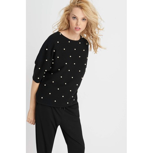 Sweter oversize z perełkami czarny ORSAY L orsay.com