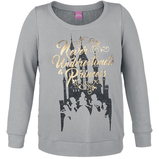Disney Princess Never Underestimate A Princess Bluza damska szary Disney XL okazyjna cena EMP