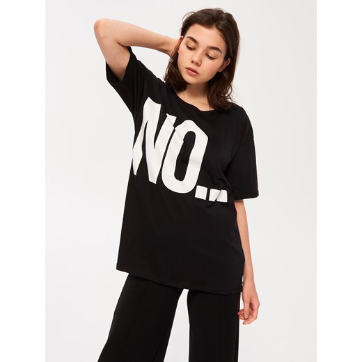 Sinsay - Koszulka oversize z nadrukiem - Czarny Sinsay czarny M