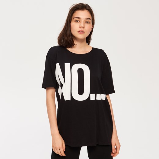 Sinsay - Koszulka oversize z nadrukiem - Czarny Sinsay czarny M