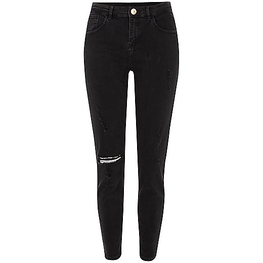 Black distressed Alannah relaxed skinny jeans  czarny River Island  