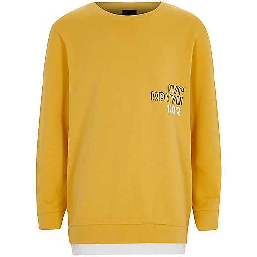 Boys yellow 'NYC Brooklyn' chest sweatshirt  River Island zolty  