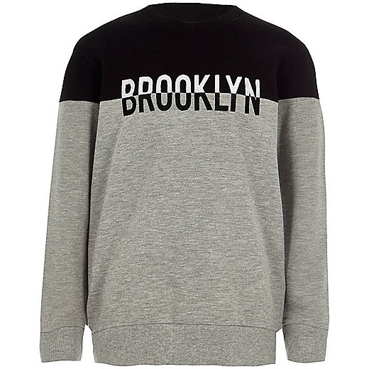 Boys grey block 'Brooklyn' sweatshirt  River Island szary  