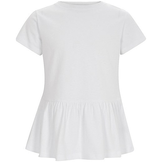 Girls white short sleeve peplum T-shirt  szary River Island  