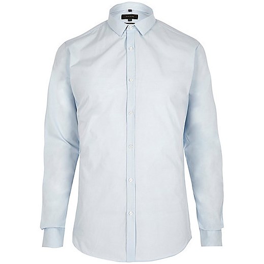 Light blue slim fit long sleeve smart shirt  River Island szary  