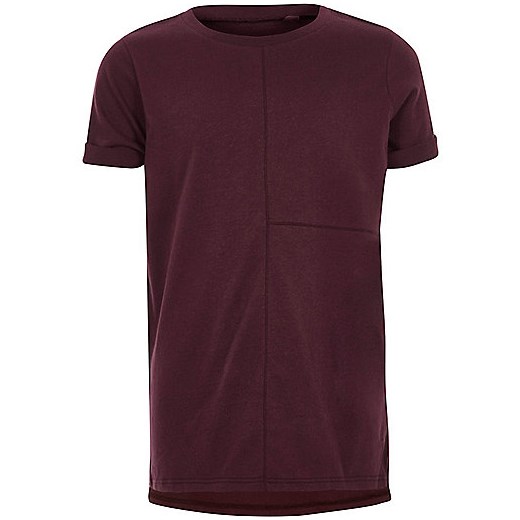 Boys burgundy seam detail T-shirt  czarny River Island  