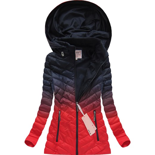 KURTKA OMBRE Z KAPTUREM GRANATOWO-CZERWONA (W615) Mhm czarny L (40) goodlookin.pl