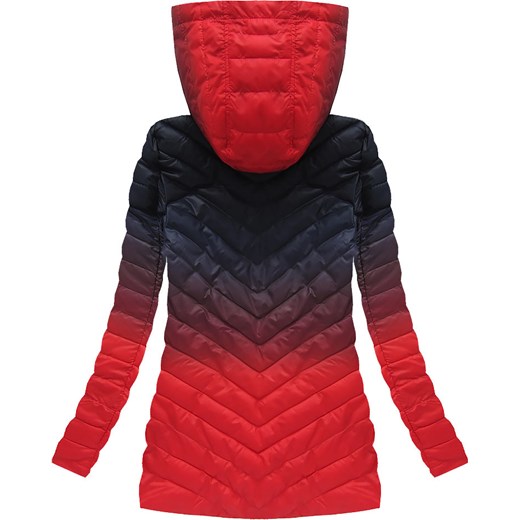 KURTKA OMBRE Z KAPTUREM GRANATOWO-CZERWONA (W615) pomaranczowy Mhm S (36) goodlookin.pl