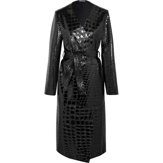 Snake and crocodile-effect glossed-leather trench coat    NET-A-PORTER