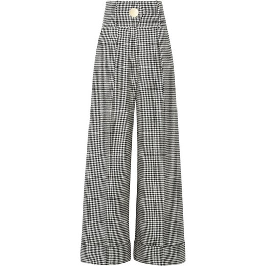 Houndstooth wool wide-leg pants szary   NET-A-PORTER