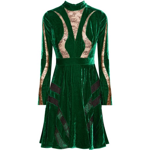 Lace-paneled crushed-velvet dress    NET-A-PORTER